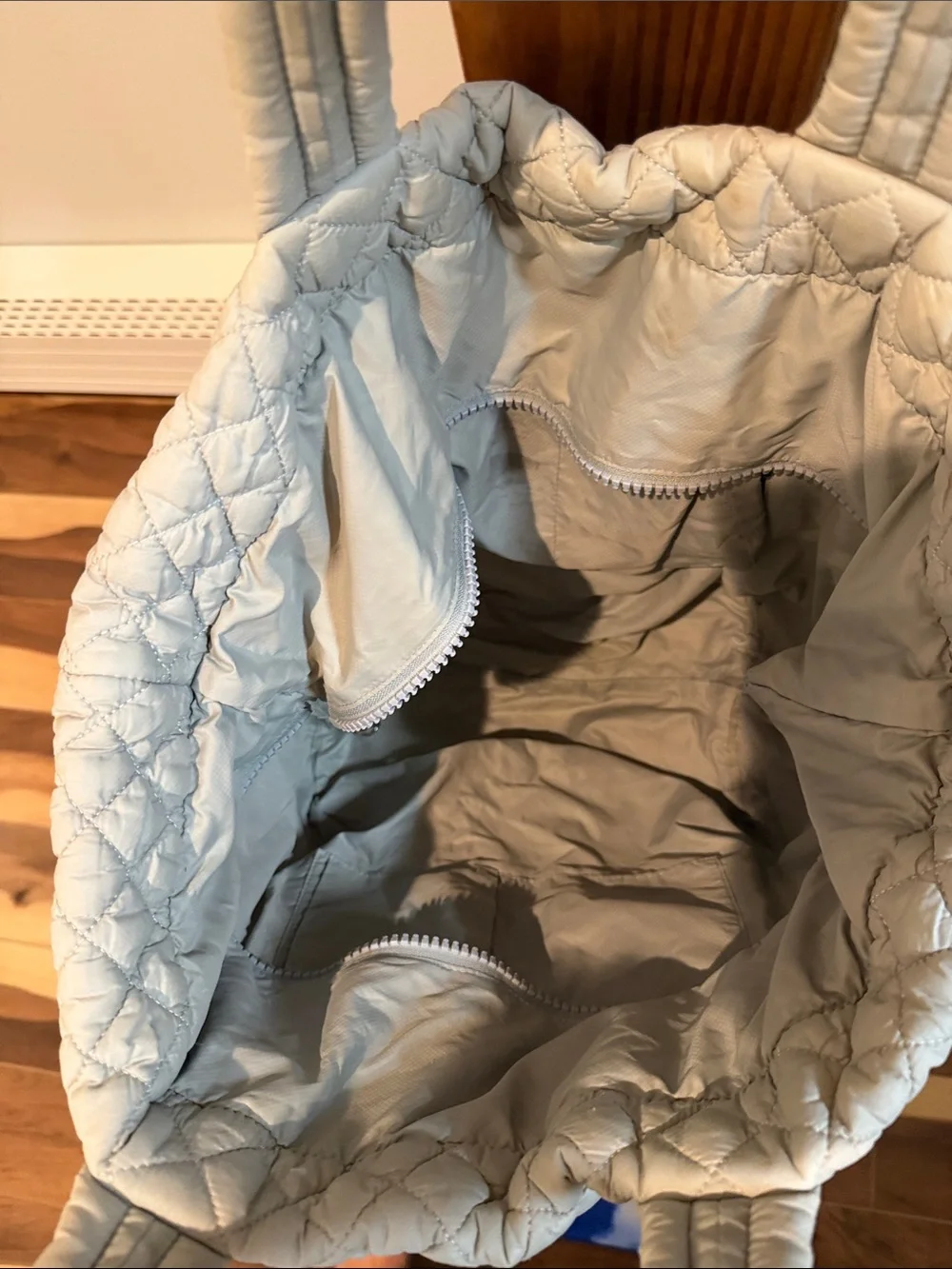 MZ Wallace Quilted Shoulder Tote in Light Gray